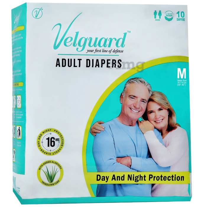 Velguard Adult Diaper, Day and Night Protection (10 Each) Medium