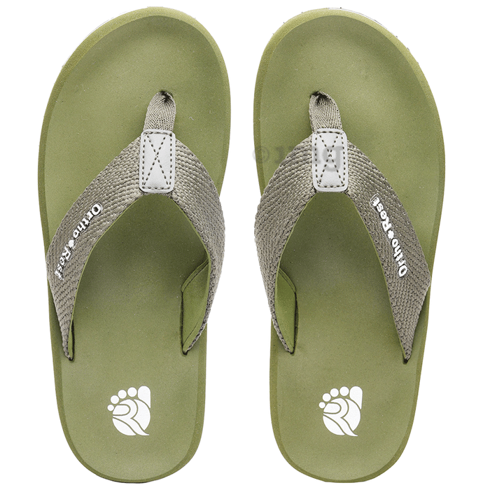 Ortho + Rest M10013 Men slippers with Cushioned Footbed | Soft Comfortable Stylish and Anti Skid Men's Flip-Flops & Slippers Daily Use Olive Size 7