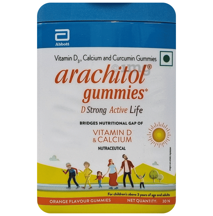 Arachitol Gummies - Vitamin D3+Calcium+Curcumin Gummies Orange Flavour
