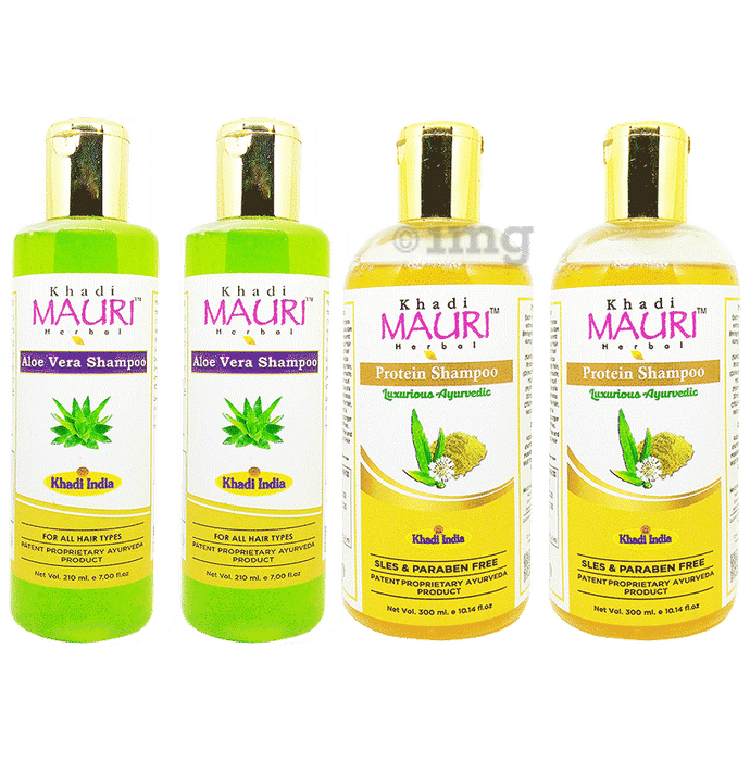 Khadi Mauri Herbal Combo Pack of  Aloe Vera (210ml) & Protein Shampoo (300ml)
