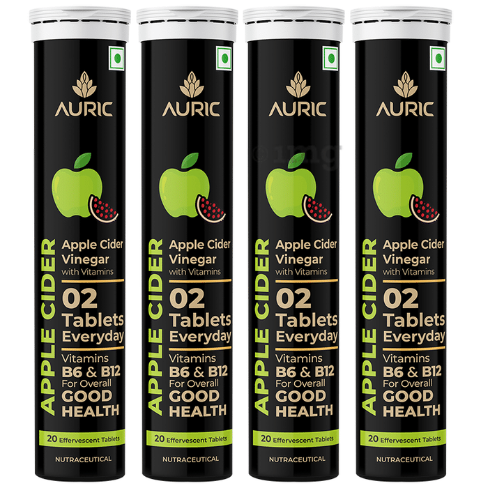 Auric Apple Cider Vinegar Effervescent Tablet with Vitamins B6, B12  (20 Each)