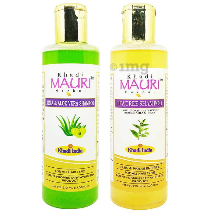 Khadi Mauri Herbal Combo Pack of Amla AloeVera & Tea Tree Shampoo(210ml Each)
