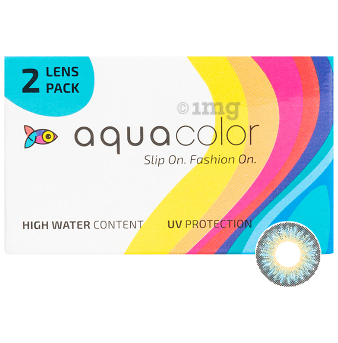 Aquacolor Monthly Disposable Zero Power Contact Lens with UV Protection Icy Blue