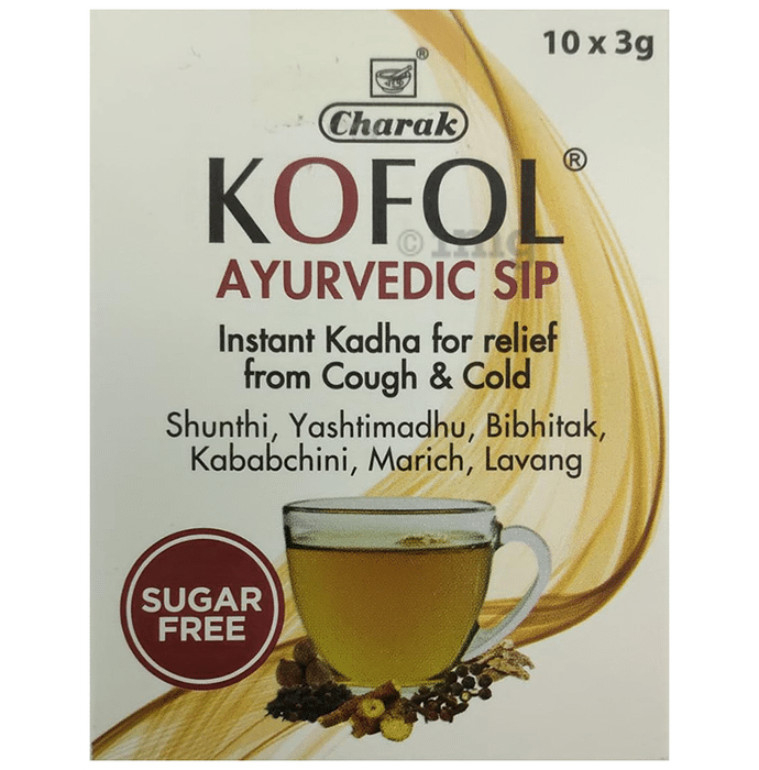 Kofol Ayurvedic Sip Instant Kadha Sachet For Cold,Cough & Sore Throat (3gm Each) Sugar Free