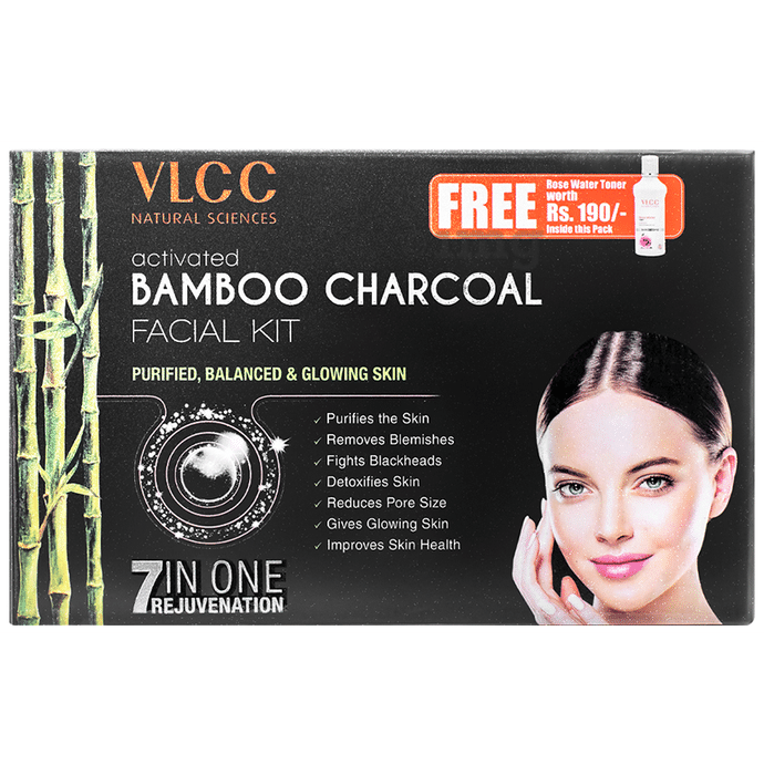 VLCC Natural Sciences Activated Bamboo Charcoal Facial Kit With Rose Water Toner 100ml Free