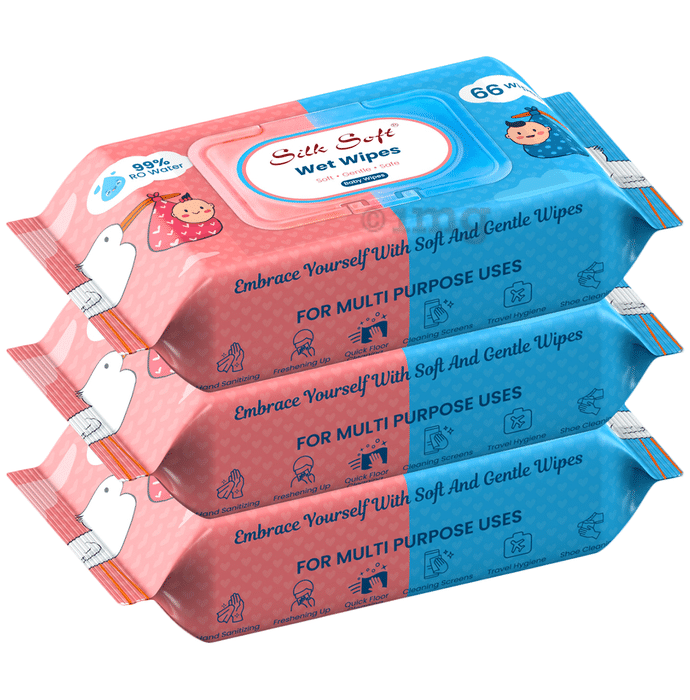 Silk Soft Wet Wipes (66 Each) with Lid