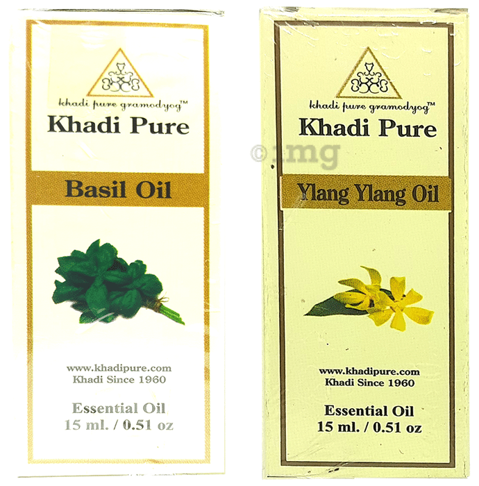 Khadi Pure Combo Pack of Basil Oil & Ylang Ylang Oil (15ml Each)