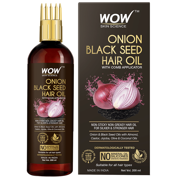 WOW Skin Science Onion Black Seed Hair Oil with Comb Applicator