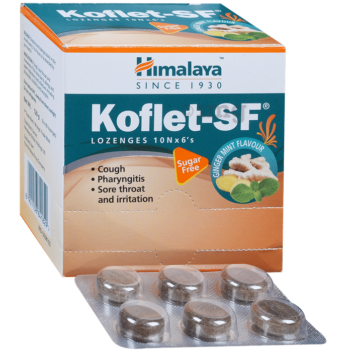 Himalaya Koflet-SF Cough Lozenges|Relieves Cough& Sore Throat I Lozenges Ginger Mint Sugar Free