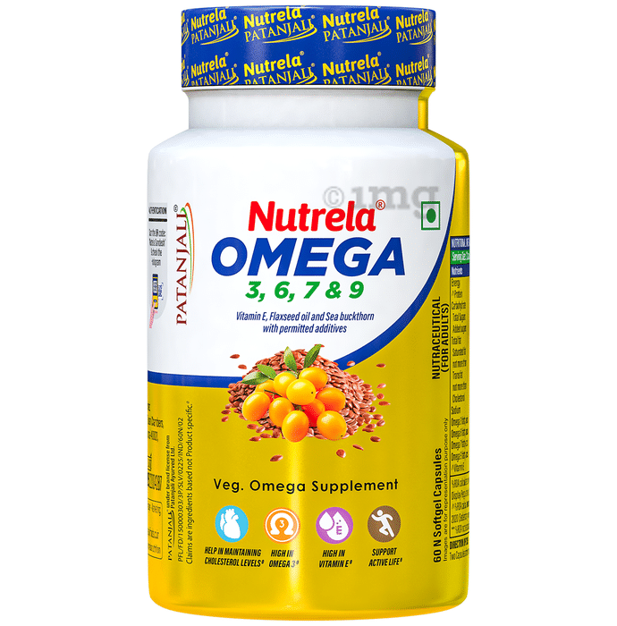 Patanjali Nutrela Organic Omega 3,6,7 & 9 | For Heart, Skin, Eyes & Brain