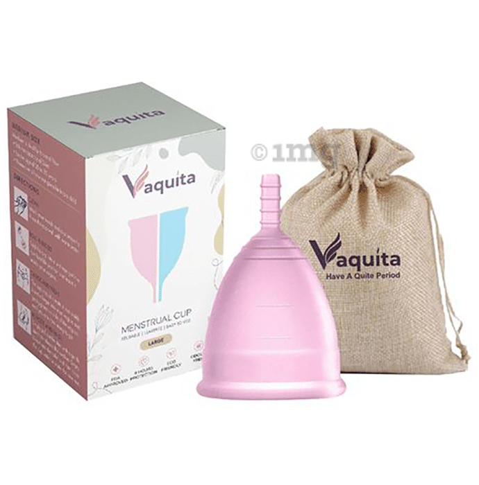 Vaquita Menstrual Cup with Jute Pouch Large Pink