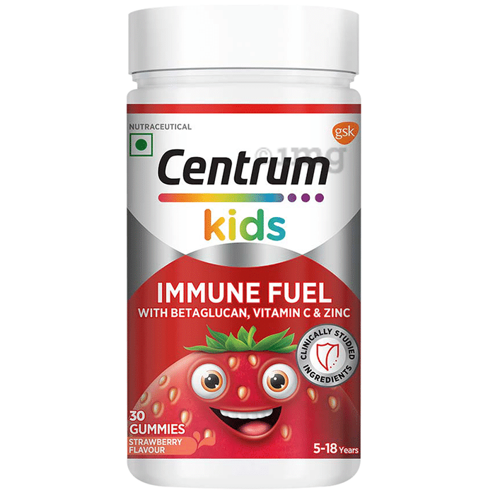 Centrum Kids Immune Fuel with BetaGlucan, Vitamin C & Zinc | Flavour Gummy Strawberry