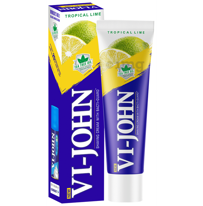 Vi-John Tropical Lime Shaving Cream for Men with Tea Tree Oil and Bacti Guard (125gm Each)