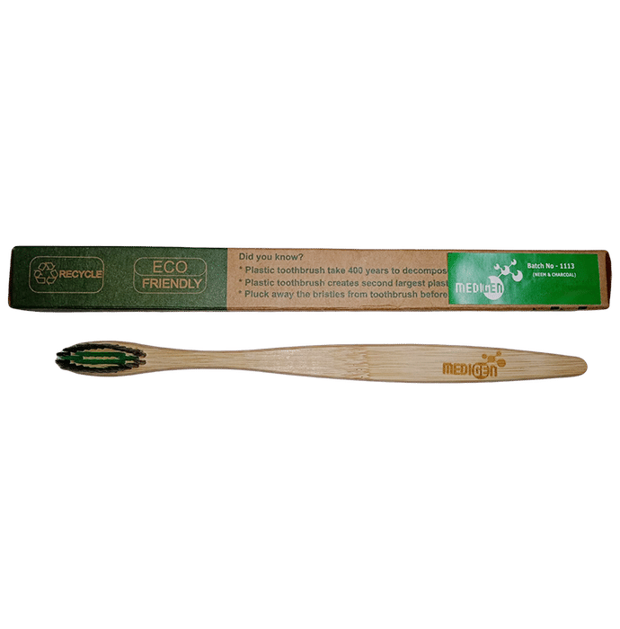 Medigen Organic Bamboo Ultra Soft Toothbrush Neem & Charcoal