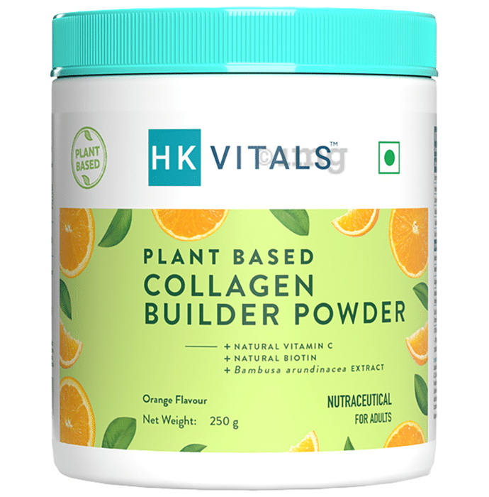 HK Vitals Plant Based Collagen Builder | With Vitamin C & Biotin for Healthy Skin | Flavour Powder Orange