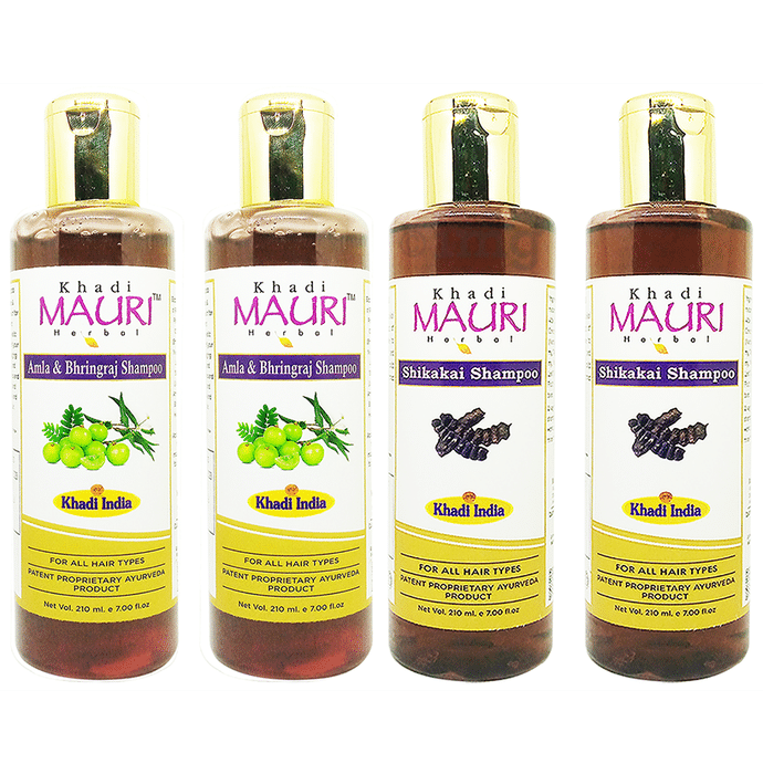 Khadi Mauri Herbal Combo Pack of Amla Bhringraj & Sikkakai Shampoo (210ml Each)