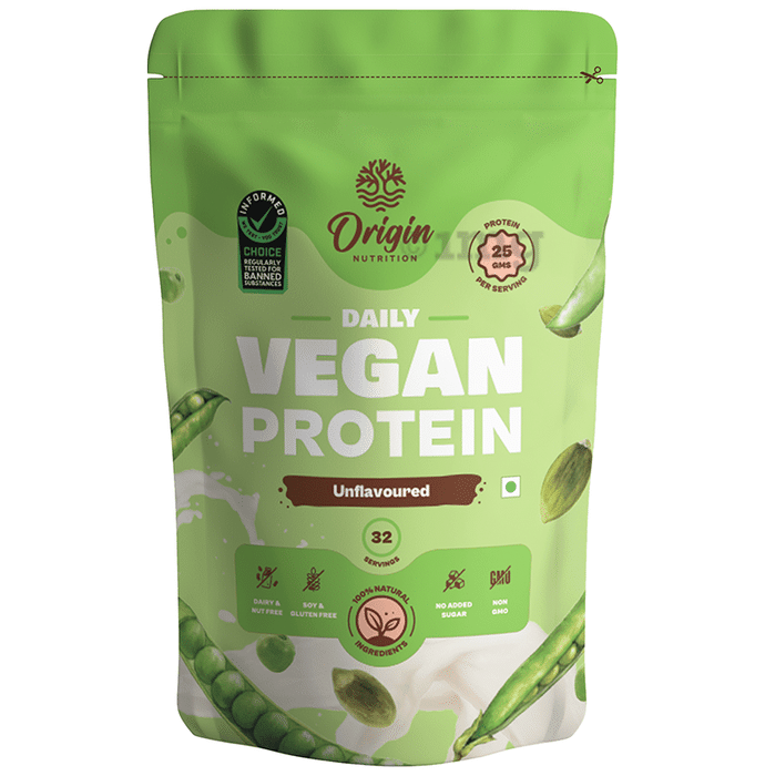 Origin Nutrition Daily Vegan Protein for Digestion, Weight, Heart & Muscles | Flavour Powder Unflavored