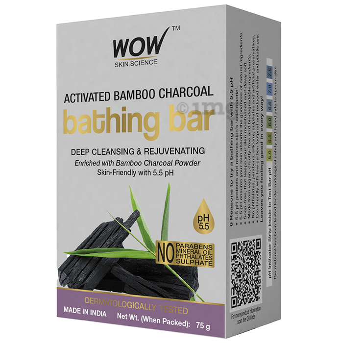 WOW Skin Science Activated Bamboo Charcoal Bathing Bar (75gm Each)