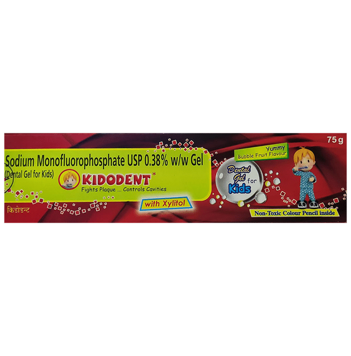 Kidodent Dental Gel with Xylitol for Kids | Fights Plaque & Cavities | Toothpaste With Non-Toxic Colour Pencil