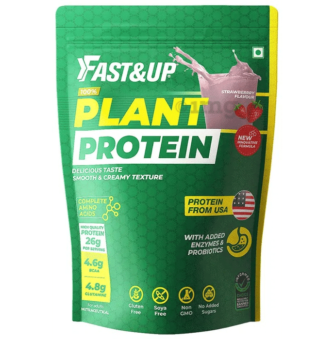 Fast&Up Plant Protein with Added Enzymes & Probiotics 26g Per Serving Strawberry