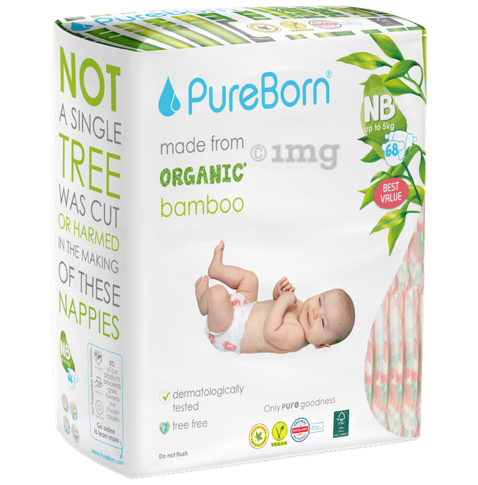 PureBorn Organic Bamboo Nappies | NB