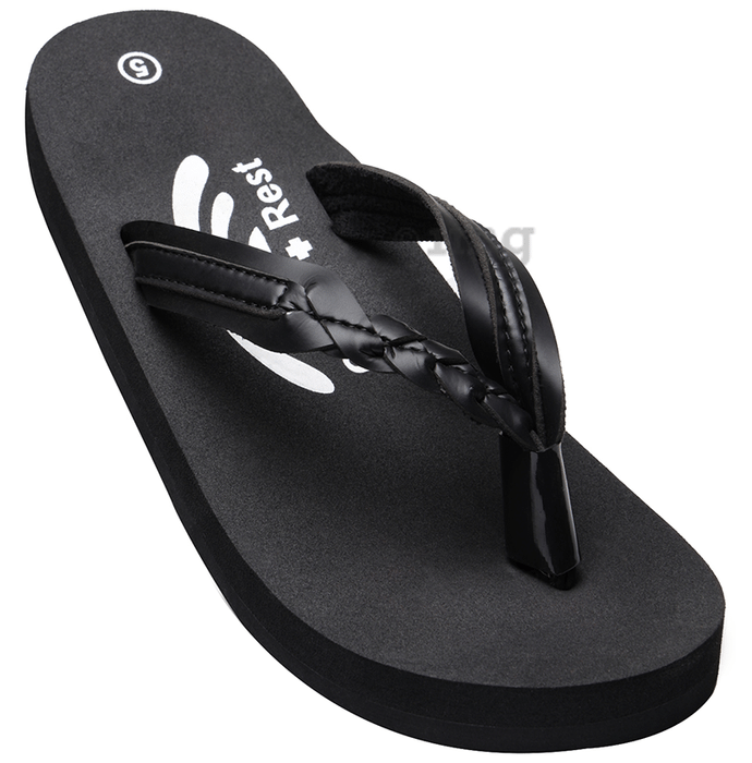 Ortho + Rest Extra Soft Ortho Doctor Arch Support Slippers for Girls & Women's Black 6