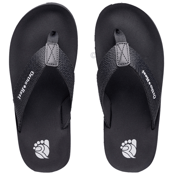 Ortho + Rest M10013 Men slippers with Cushioned Footbed | Soft Comfortable Stylish and Anti Skid Men's Flip-Flops & Slippers Daily Use Grey Size 10