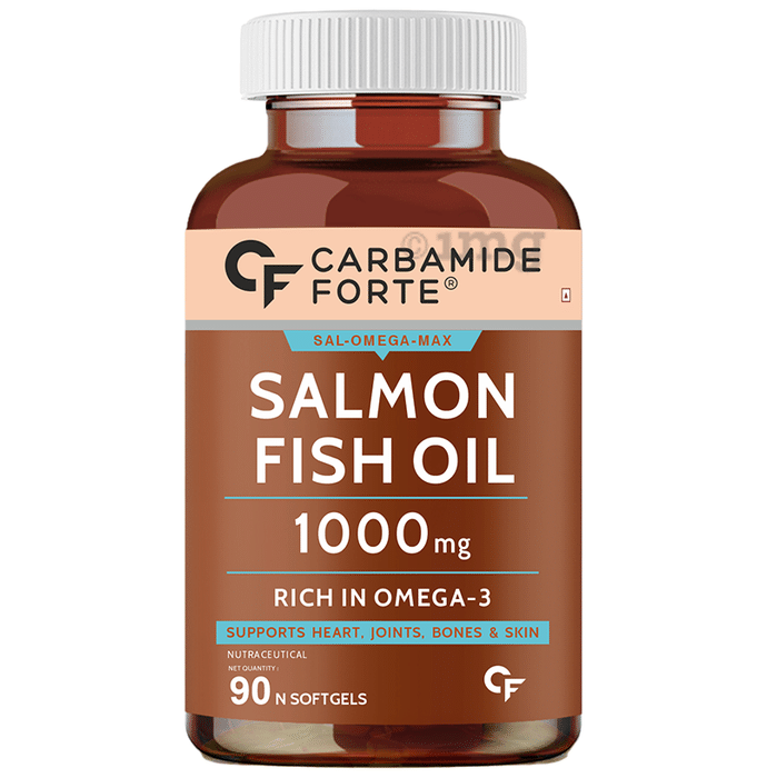 Carbamide Forte Salmon Fish Oil with 1000mg | Rich in Omega 3 | | Softgel Capsule for Heart, Joints, Bones & Skin Health