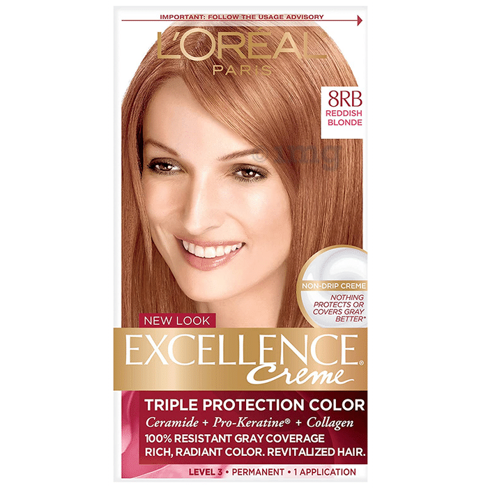 Loreal Paris New Look Excellence Creme Triple Protection Color 8 RB Reddish Blonde
