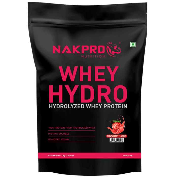 Nakpro Nutrition Whey Hydro Hydrolyzed Whey Protein Powder Strawberry