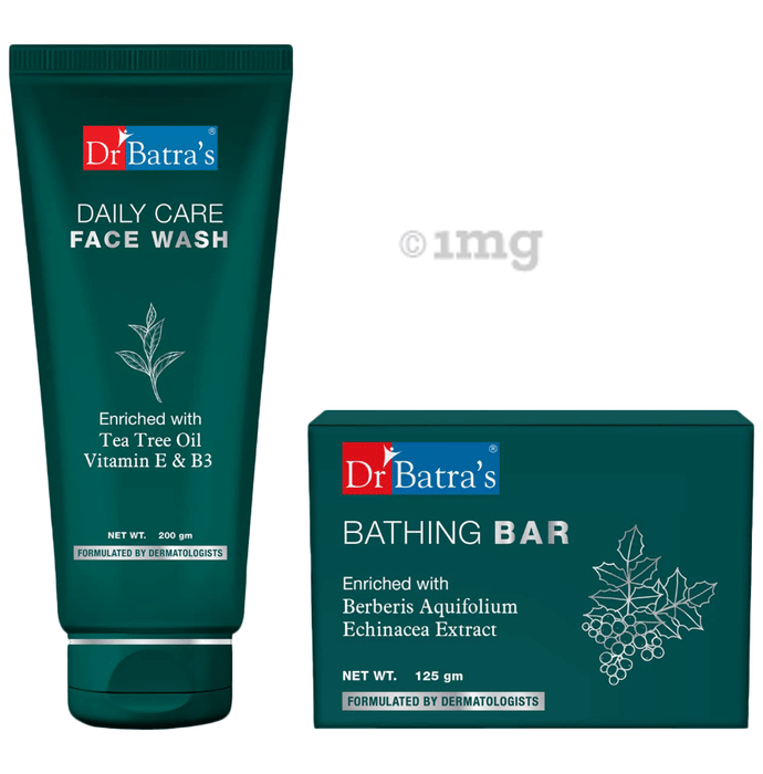 Dr Batra's Combo Pack of Face Wash Daily Care 200gm and Bathing Bar 125gm