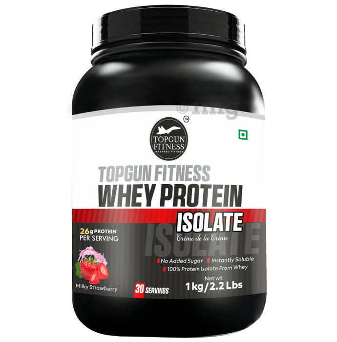 Topgun Fitness Whey Protein Isolate Powder Milky Strawberry Buy jar of