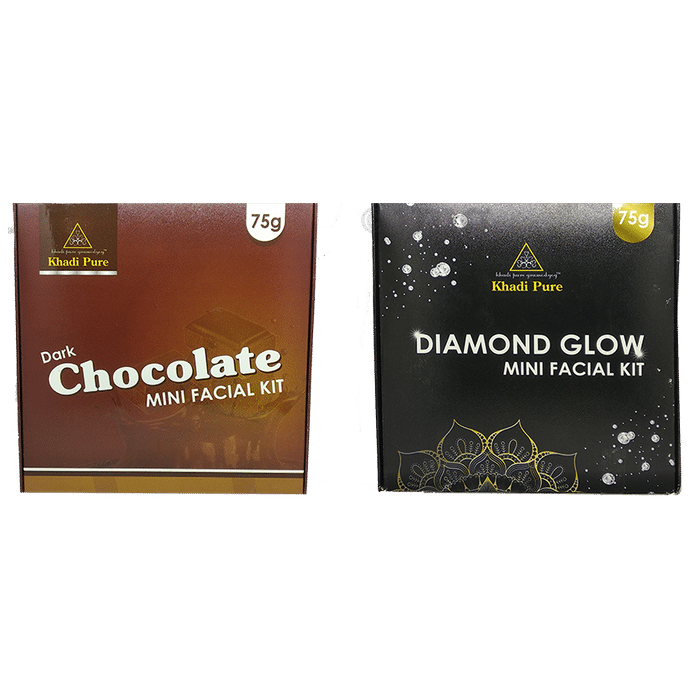 Khadi Pure Combo Pack of Dark Chocolate Mini Facial Kit & Diamond Glow Mini Facial Kit (75gm Each)