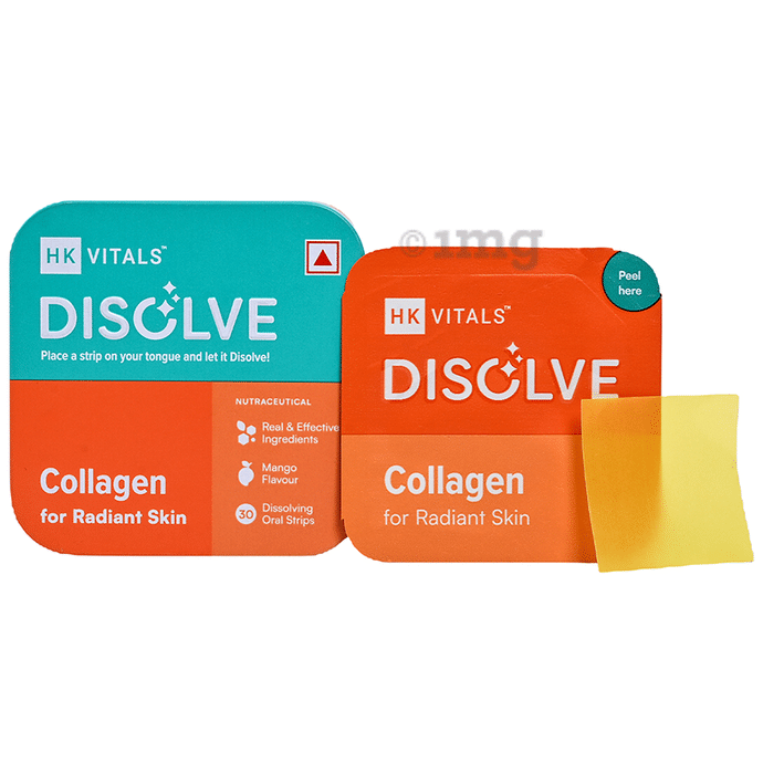 Healthkart HK Vitals Disolve with Marine Collagen & Resveratrol | Strip for Healthy Skin | Flavour Mango