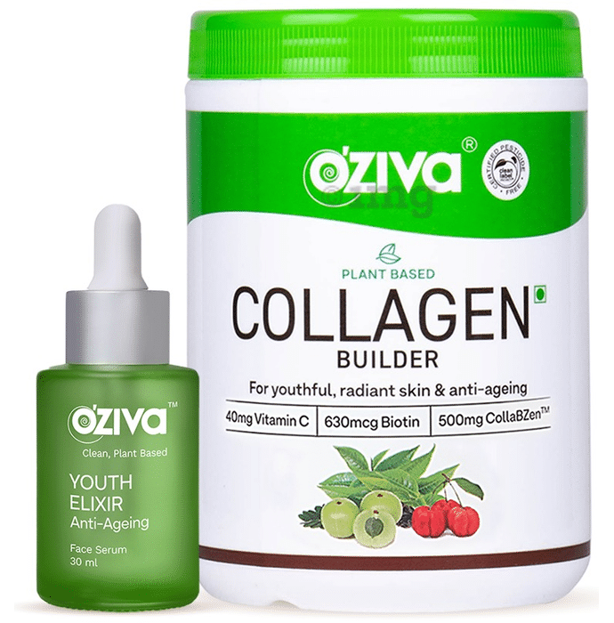Oziva Combo Pack of Youth Elixir Anti Ageing Face Serum(30ml) and Collagen Builder (250g)
