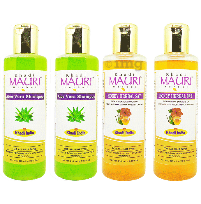 Khadi Mauri Herbal Combo Pack of Aloe Vera & Honey Shampoo (210ml Each)