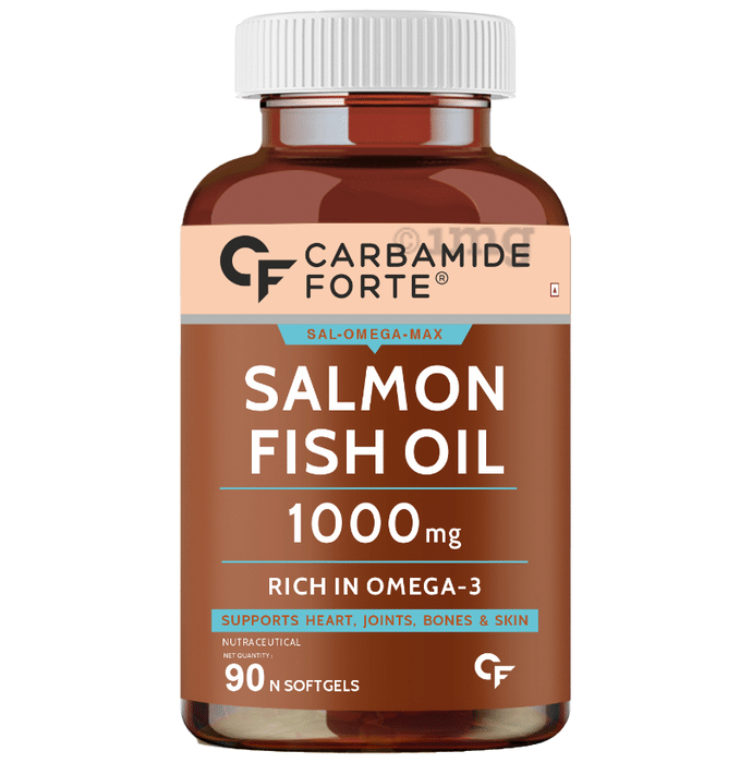 Carbamide Forte Salmon Fish Oil with 1000mg | Rich in Omega 3 | | Softgel Capsule for Heart, Joints, Bones & Skin Health