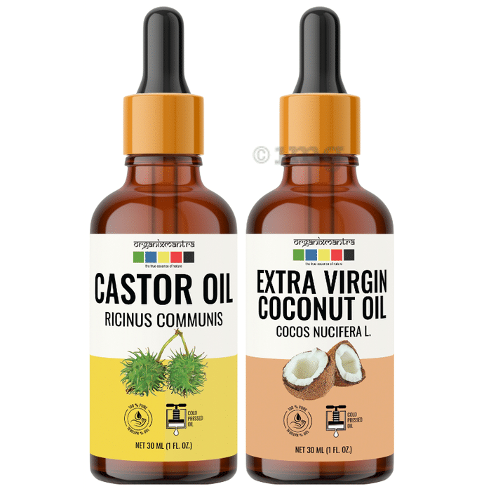 Organix Mantra Combo Pack of Castor Oil and Extra Virgin Coconut Oil (30ml Each)