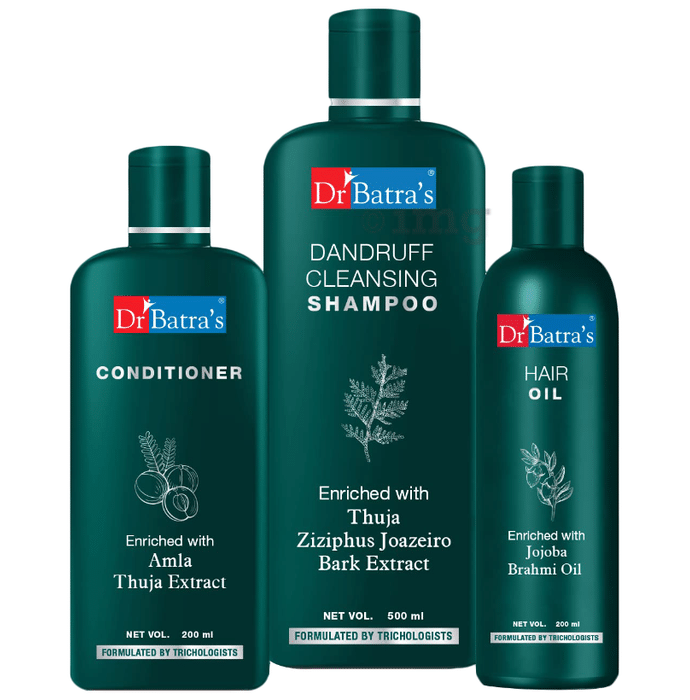 Dr Batra's Combo Pack of Hair Oil 200ml, Dandruff Cleansing Shampoo 500ml and Conditioner 200ml