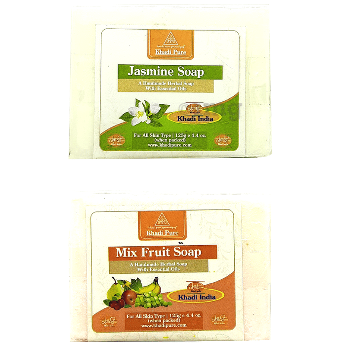 Khadi Pure Combo Pack of Jasmine Soap & Mix Fruit Soap (125gm Each)