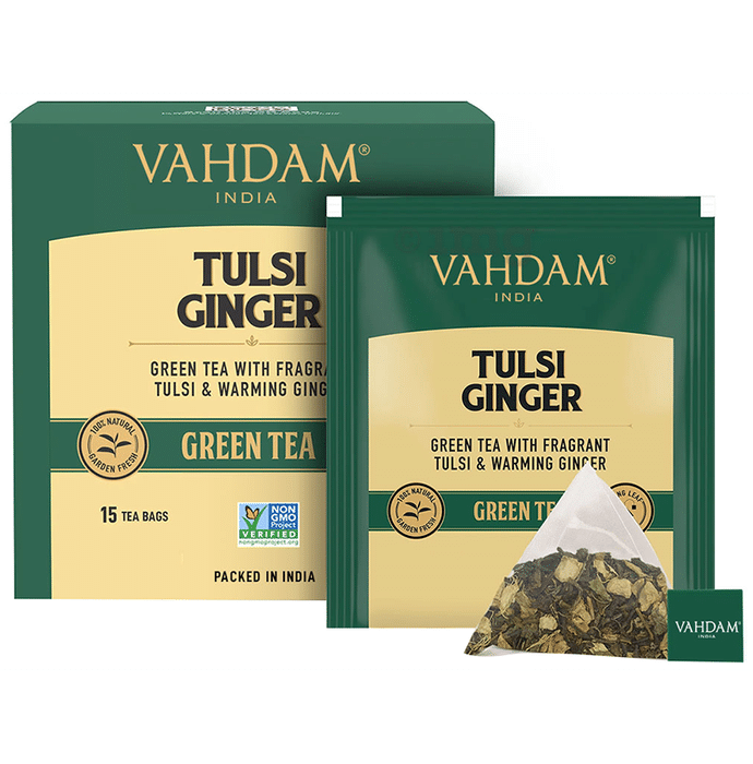 Vahdam India Green Tea (2gm Each) Tulsi Ginger