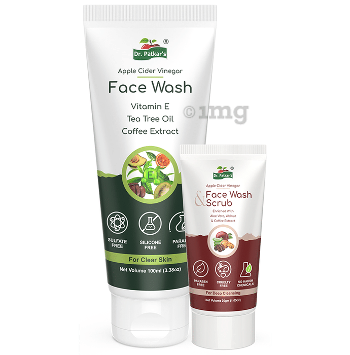 Dr. Patkar's Combo Pack of Apple Cider Vinegar Face Wash (100gm) And Face Wash & Scrub 30gm