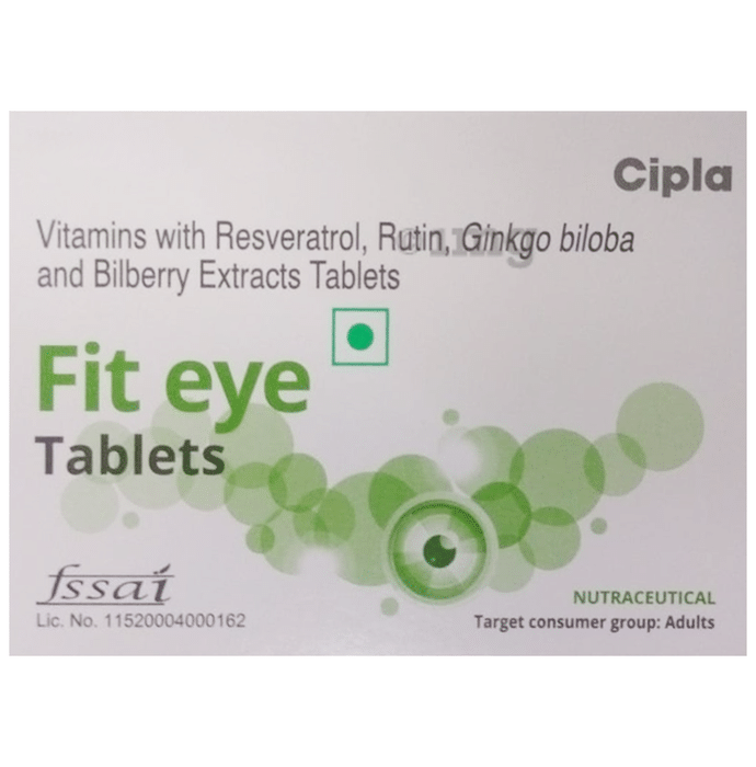 Fit Eye Tablet with Vitamins, Resveratrol, Rutin, Ginkgo Biloba & Bilberry Extracts
