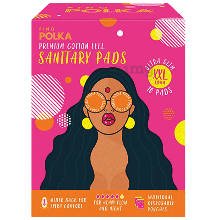 PINQ Polka Premium Cotton Feel Sanitary Pads (10 Each) XXL