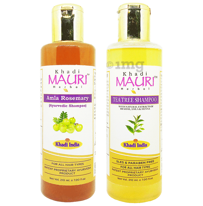 Khadi Mauri Herbal Combo Pack of Amla Rosemary & Tea Tree Shampoo(210ml Each)
