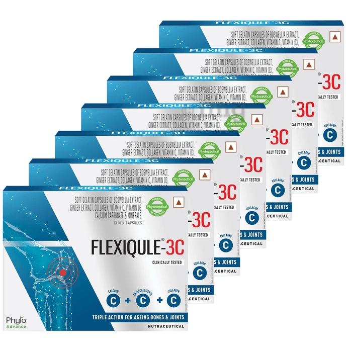 Flexiqule-3C Capsule | Triple Action for ageing Bones & Joints (10 each)