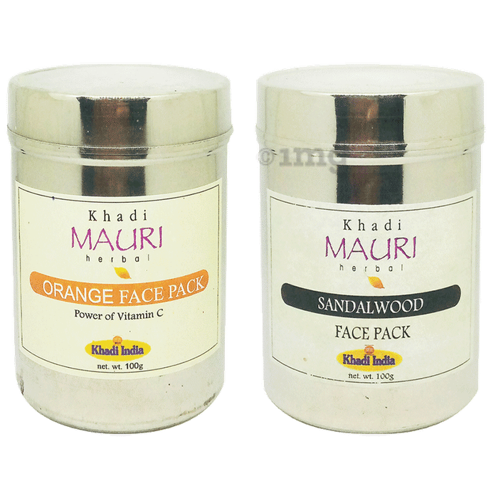 Khadi Mauri Herbal Combo Pack of Orange & Sandal Wood Face Pack (100gm Each)