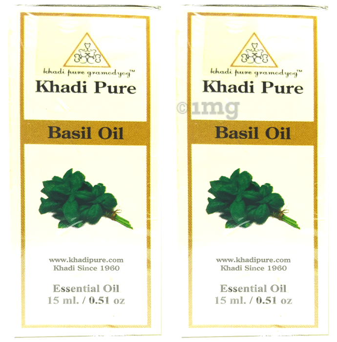 Khadi Pure Basil Essential Oil (15ml Each)