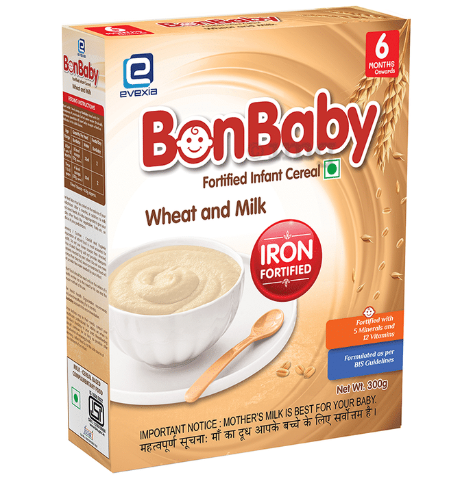 Evexia Bonbaby Fortified Infant Cereal (6 Month Onwards) | Wheat & Milk