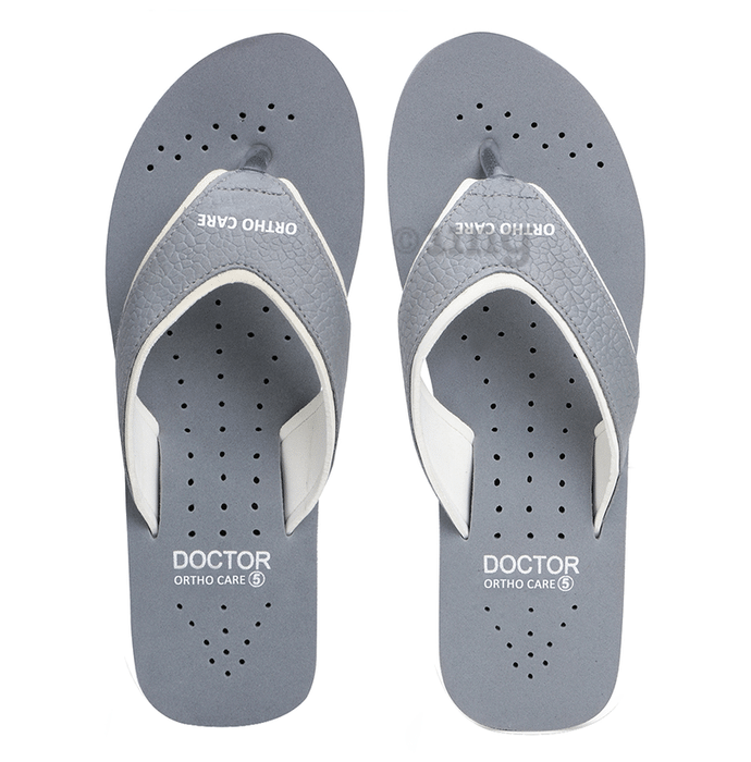 Doctor Extra Soft Ortho Care Orthopaedic Diabetic Pregnancy Comfort Flat Flipflops Slippers For Women 5 UK Grey White